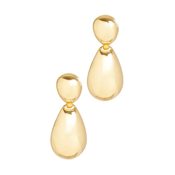 PRE OWNED $95 KENNETH JAY LANE GOLD PLATED DROP STATEMENT PIERCED EARRINGS - Picture 2 of 6
